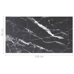 Berkfield Home Table Top Black 120x65 cm 8mm Tempered Glass with Marble Design - thumbnail 6