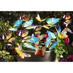 mysmartbuy 18 x Glow in The Dark Butterfly Stake Decorations - Colourful Indoor Outdoor Decorative Butterflies - Each H25 x W8.5 x D7.5cm - thumbnail 1
