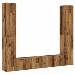 Berkfield Home Wall Mounted TV cabinets 6 pcs Old Wood Engineered Wood in Brown - thumbnail 2