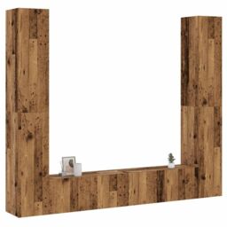 Berkfield Home Wall Mounted TV cabinets 6 pcs Old Wood Engineered Wood in Brown - thumbnail 1
