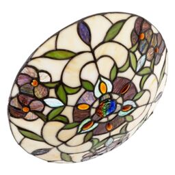 Happy Homewares Beautiful Stained Glass Tiffany Pendant Lamp Shade with Forest Green Leaves - thumbnail 3