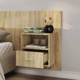 Berkfield Home Spacious Wall-mounted Bedside Cabinets 2 pcs Sonoma Oak in Light Brown - thumbnail 4