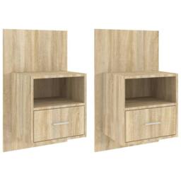 Berkfield Home Spacious Wall-mounted Bedside Cabinets 2 pcs Sonoma Oak in Light Brown - thumbnail 3