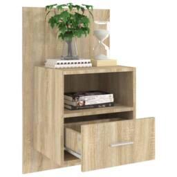 Berkfield Home Spacious Wall-mounted Bedside Cabinets 2 pcs Sonoma Oak in Light Brown - thumbnail 5