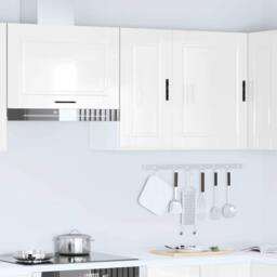 Berkfield Home Kitchen Wall Cabinet¬†Porto High Gloss White Engineered Wood - thumbnail 3