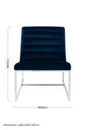 Orsina Midnight Velvet Cocktail Chair, Easy to Adjust Comfy Chair, Effortless Cleaning Ocasssional Accent Chair in Blue - thumbnail 3