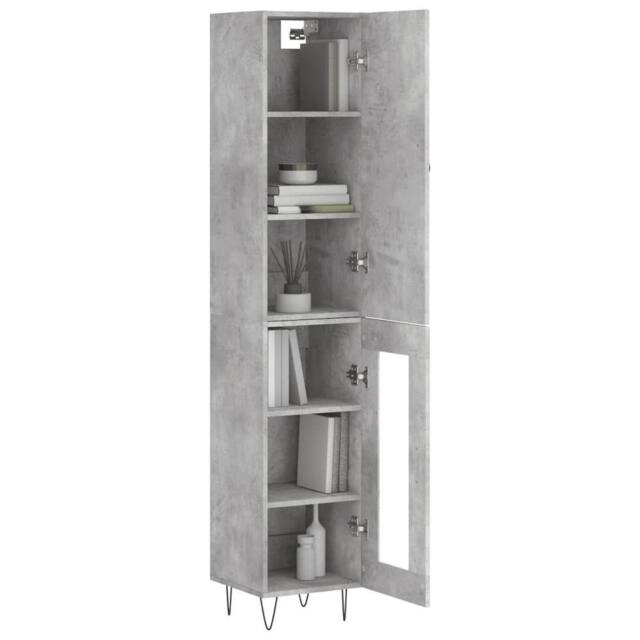 Berkfield Home Highboard Concrete Grey 34.5x34x180 cm Engineered Wood - image 1