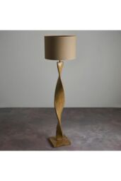 Netlighting Abia Floor Lamp Oak Effect Resin Natural Linen Shade in Brown - thumbnail 2