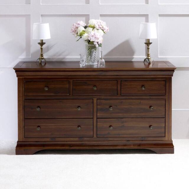 FORGEVIO Chest of Drawers Large Wide 3 over 4 French Hardwood in Dark Brown - Size: 0.6m2 - image 1