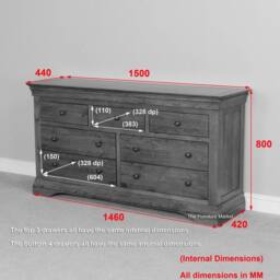 FORGEVIO Chest of Drawers Large Wide 3 over 4 French Hardwood in Dark Brown - Size: 0.6m2 - thumbnail 3