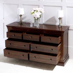 FORGEVIO Chest of Drawers Large Wide 3 over 4 French Hardwood in Dark Brown - Size: 0.6m2 - thumbnail 4