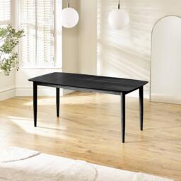 FurnitureboxUK Leif Rectangular Solid Wood Large Extending 6-8 Seater Dining Table in Black - thumbnail 2
