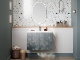 Vente-unique Fluted Wall-Hung Vanity Unit In Sky Blue - 80 Cm - PAVANI