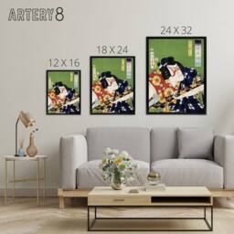 "Artery8 Samurai Portrait Actor Japanese Framed Canvas Wall Art Print Kunichika - Size: W12"" x H16""" - thumbnail 4
