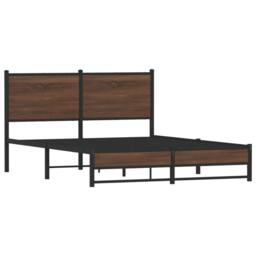 Berkfield Home Metal Bed Frame without Mattress Brown Oak 137x190 cm - thumbnail 1