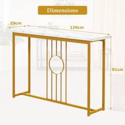 Havendro Console Table Modern Faux Marble Top Table Long Sofa Side Table in Gold - thumbnail 2