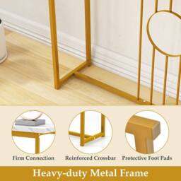 Havendro Console Table Modern Faux Marble Top Table Long Sofa Side Table in Gold - thumbnail 5