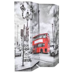 Berkfield Home Folding Room Divider 160x170 cm London Bus Black & White - thumbnail 1