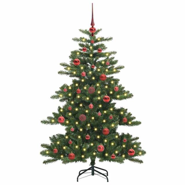 Berkfield Home Elegant Artificial Hinged Christmas Tree with 150 LEDs 150 cm PVC in Green - image 1