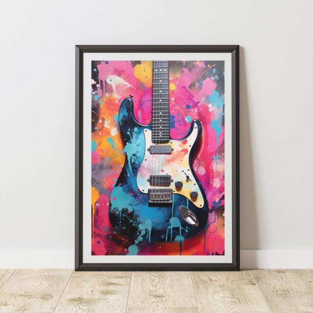 60 SECOND MAKEOVER Guitar Pop Art Prints For Walls Urban Street Art Aesthetic Posters - Size: A4 - image 1