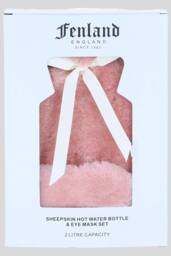 Fenland England Sheepskin Hot Water Bottle & Eye Mask Gift Set in Rose - thumbnail 1