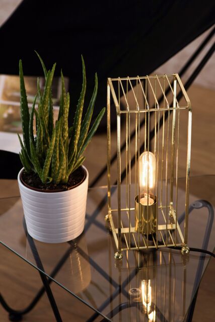 Orsina Gold Table Lamp, Luxe Gold Metal Base With Sculptural Geometric Design, Black Fabric Shade For Warm - image 1