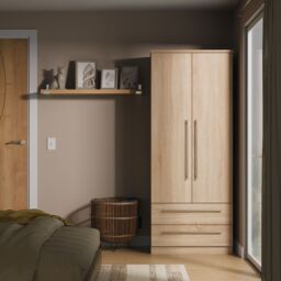 Ready Assembled 2 U Carlton 2 Door 2 Drawer Wardrobe (Ready Assembled) in Light Oak - Size: Large - thumbnail 1
