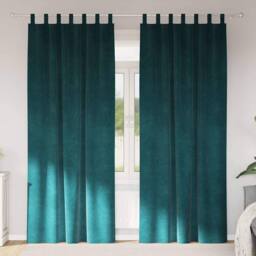 Berkfield Home Blackout Curtains with Hanging Loops 2 pcs Dark Green Velvet - thumbnail 2