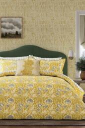 Morris & Co 'Elmcote' Cotton Duvet Cover Set in Yellow - Size: Single - thumbnail 1
