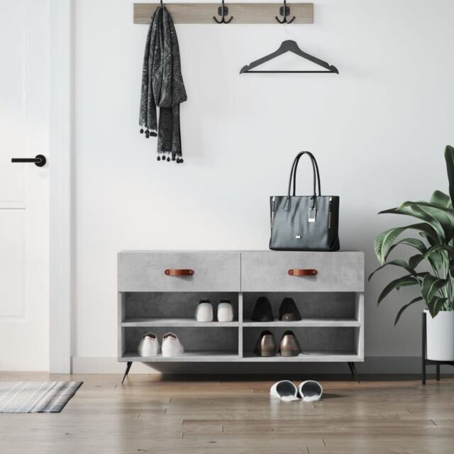 Berkfield Home Shoe Bench Concrete Grey 102x35x55 cm Engineered Wood - Size: 102 x 35 x 55 cm - image 1