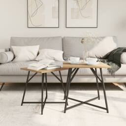 Berkfield Home Side Table 2-pack in Artisan Oak with Engineered Wood & Metal in Brown - thumbnail 4