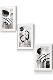 Abstract Black Grey Watercolour Shapes Framed Wall Art - Small - thumbnail 1