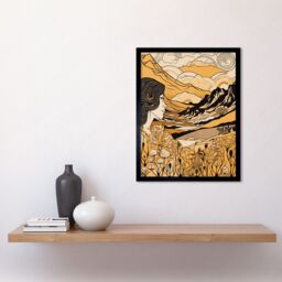 "Artery8 Wall Art Print Earth Goddess Blooming Flowers Mountain Landscape Art Framed in Black - Size: W12"" x H16""" - thumbnail 2