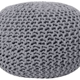 Wyld and Coco Dark Grey Knitted Cotton Pouf 50 x 35 cm - thumbnail 2