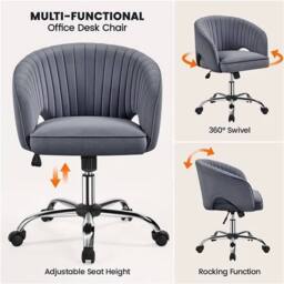 Kelvenix Home Office Desk Chair Dark Gray in Dark Grey - Size: 0.6m2 - thumbnail 3