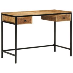 Berkfield Home Desk 105x50x75 cm Solid Wood Mango in Brown - Size: 105 x 50 x 75 cm - thumbnail 3