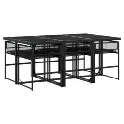 Berkfield Home Beautiful 7 Piece Garden Dining Set Black Poly Rattan - thumbnail 7