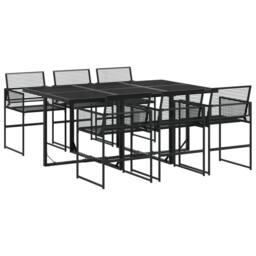 Berkfield Home Beautiful 7 Piece Garden Dining Set Black Poly Rattan - thumbnail 3