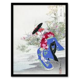 Artery8 Ogata Gekko Framed Wall Art Print The Fox Spirit Geisha Dance - Size: A4 - thumbnail 1