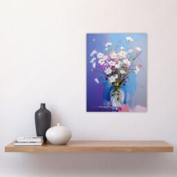 "Artery8 Wall Art Print White Daisy Bouquet in Vase Painting Pastel Purple Blue Poster - Size: W18"" x H24""" - thumbnail 4