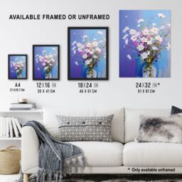 "Artery8 Wall Art Print White Daisy Bouquet in Vase Painting Pastel Purple Blue Poster - Size: W18"" x H24""" - thumbnail 3