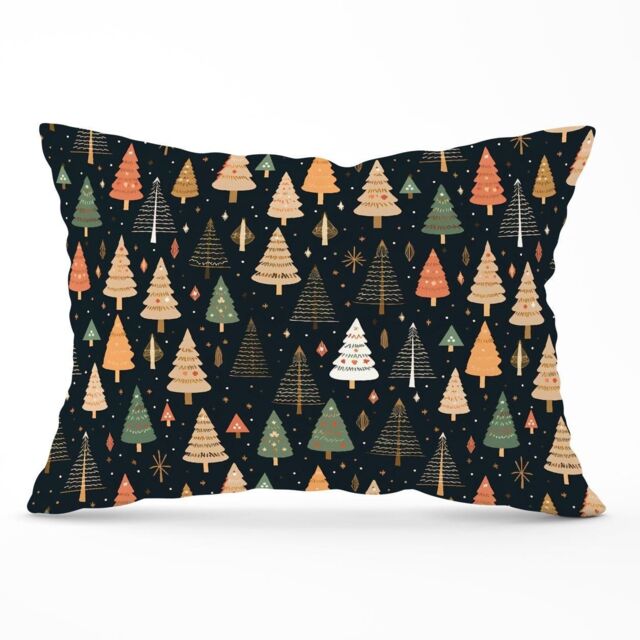 Warren Reed - Designer Boho Inspired Christmas Trees Cushions in Green - Size: 60 cm x 60 cm - image 1