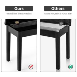 Costway Keyboard Seat Piano Bench Double Duet Seat W/Padded Cushion in Black - thumbnail 8
