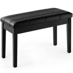 Costway Keyboard Seat Piano Bench Double Duet Seat W/Padded Cushion in Black - thumbnail 4