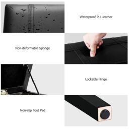 Costway Keyboard Seat Piano Bench Double Duet Seat W/Padded Cushion in Black - thumbnail 9