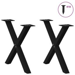 Berkfield Home Coffee Table Legs X-Shaped 2 pcs Black 38x(42-43) cm Steel - thumbnail 3