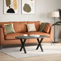 Berkfield Home Coffee Table Legs X-Shaped 2 pcs Black 38x(42-43) cm Steel - thumbnail 2