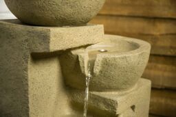 Primrose Kendal 4 Tier Cascading Solar Powered Water Feature with Lights H72cm in Beige - thumbnail 2