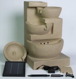 Primrose Kendal 4 Tier Cascading Solar Powered Water Feature with Lights H72cm in Beige - thumbnail 6