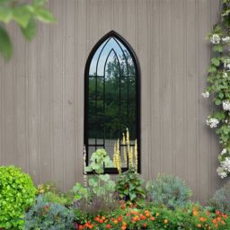 Agenzia 14 Large Antique Black Arched Metal Frame Window Garden Wall Mirror 153 x 60cm - Size: 153 x 60 cm - thumbnail 5